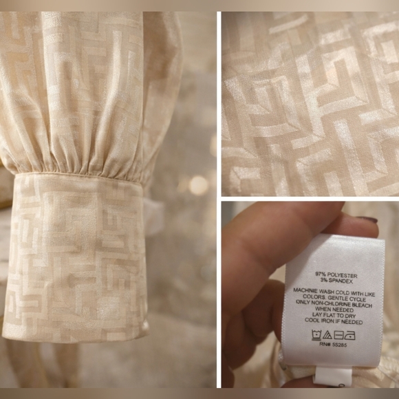 🌿 Elegant Satin Jacquard Blouse – EXPRESS - Picture 3 of 6